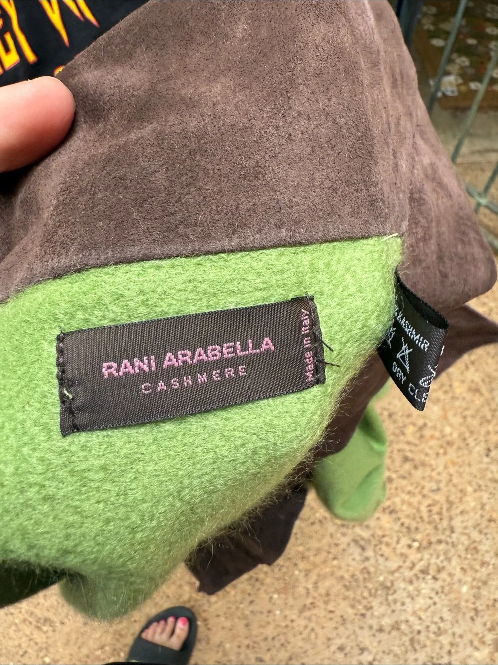 Rani Arabella 100% Cashmere Throw with Dark Brown Suede Trim